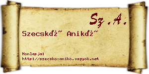 Szecskó Anikó névjegykártya